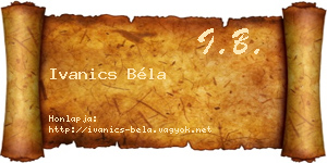 Ivanics Béla névjegykártya