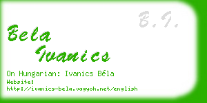 bela ivanics business card